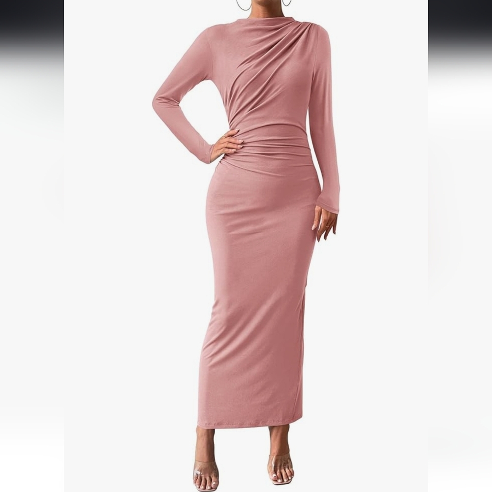 Elegant Pink Long Sleeve Dress